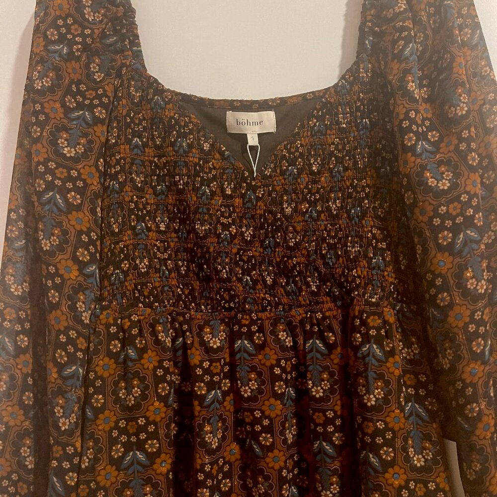 Small bohme Brown Floral Bohemian Maxi Dress (NEVER WORN)